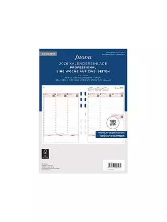 FILOFAX | Recharge d'agenda Semaine Professional allemand A5 2026 | 